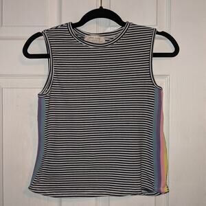 Level Eight Women's Black & White Striped Tank S